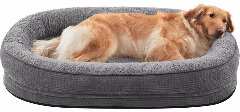 Cuccia ortopedica per cani, grigia, 114x82 cm, taglia L, impermeabile, con rivestimento in pile e imbottitura a 360°