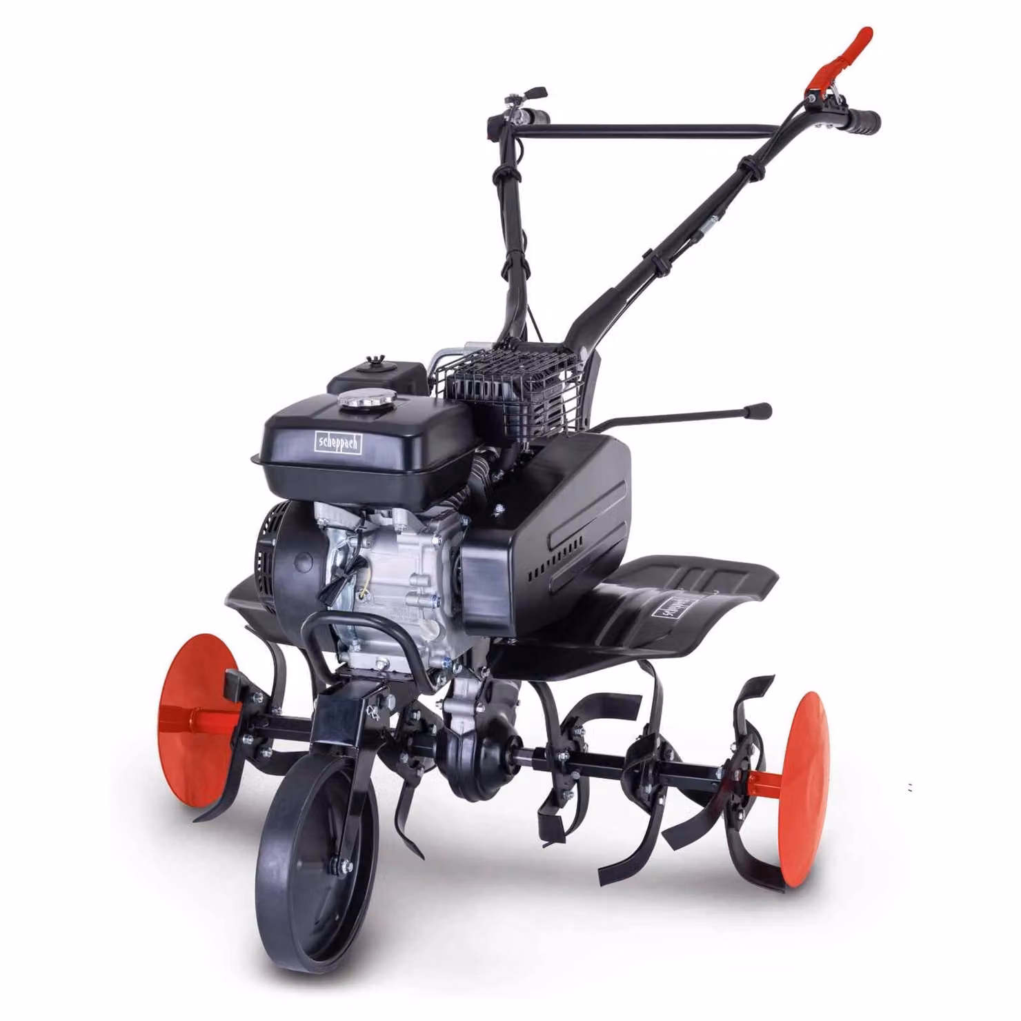 Zappatrice a benzina Scheppach MTP750 - 5,7 CV | Larghezza di lavoro 75 cm | Profondità di lavoro 31 cm | 24 lame ⌀315 mm | 2 marce avanti | Ruota di trasporto