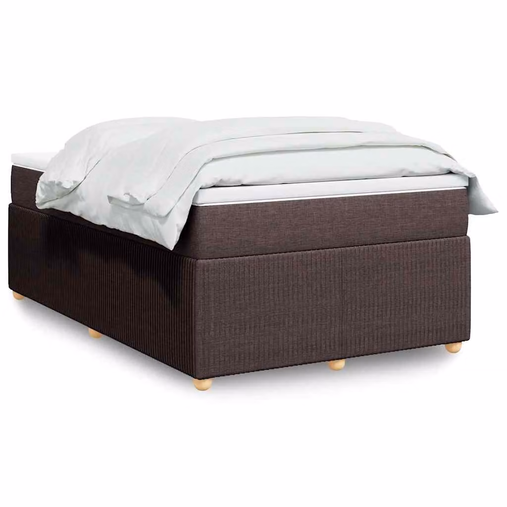 vidaXL Giroletto a molle con materasso in tessuto marrone e bianco, L/P: 120 x 190 cm