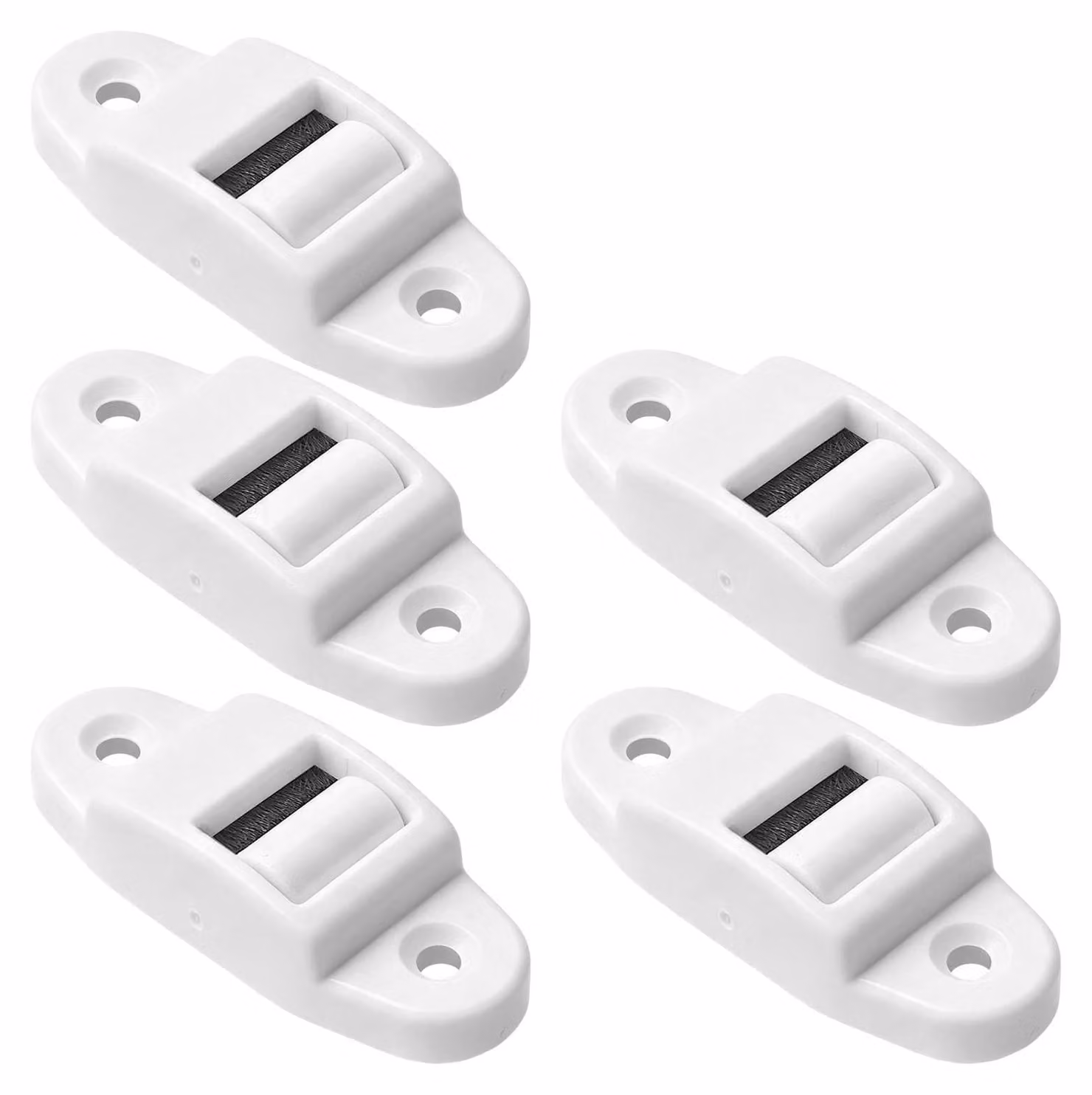 Guide per avvolgitori di tende da interni, diametro 14 mm, colore bianco, confezione da 5 pezzi, con guarnizione in spazzole, per cinghie di avvolgimento tende