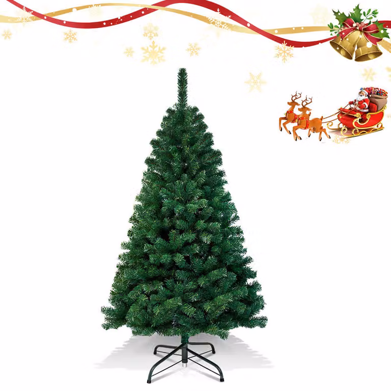 Clanmacy 150cm albero di Natale artificiale, albero di Natale con supporto in metallo, albero di Natale 488 punte aghi in PVC, albero di Natale artificiale sistema pieghevole verde