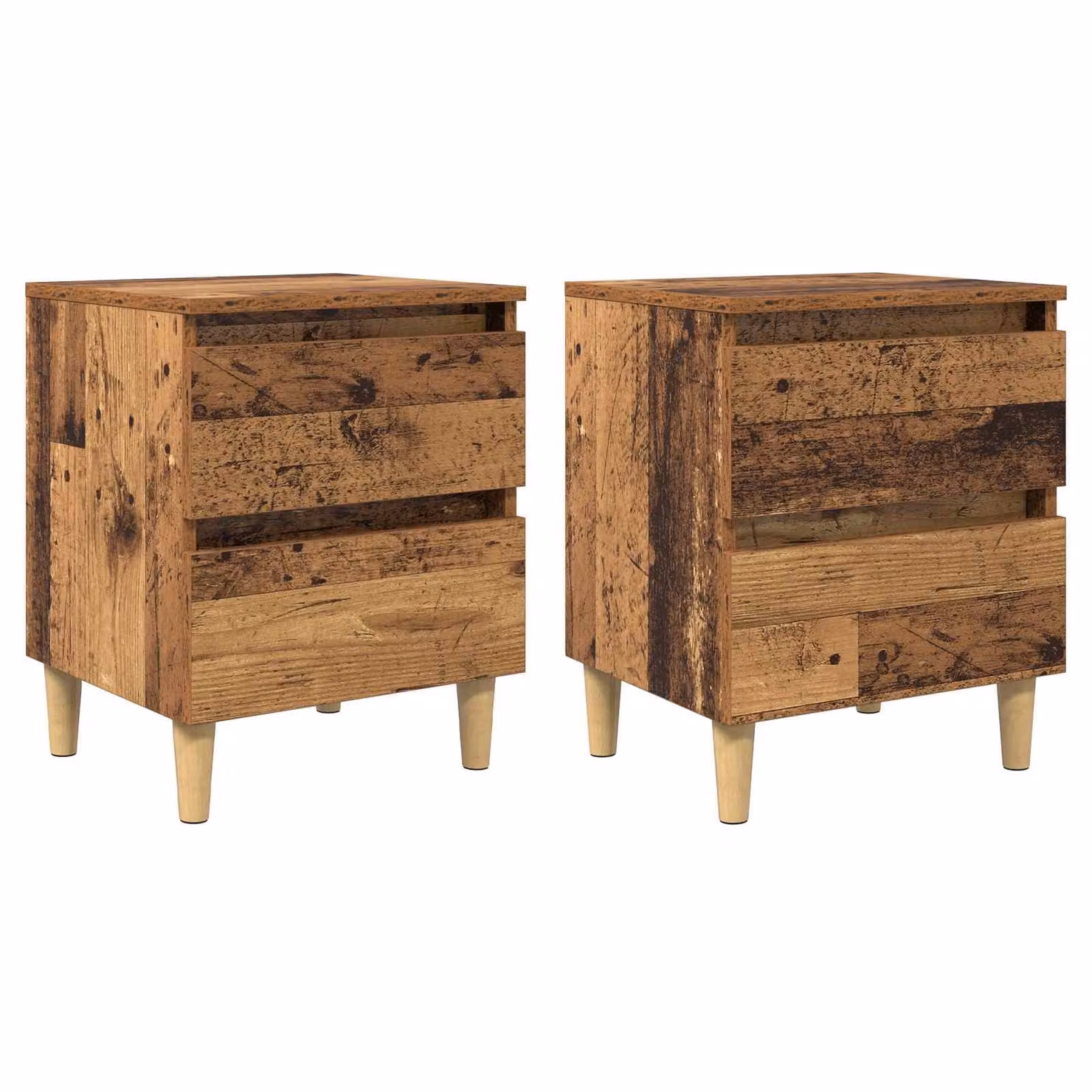 Set di 2 comodini vidaXL in legno effetto rustico marrone L 40 cm x P 35 cm x H 50 cm