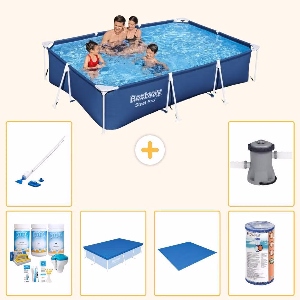 Bestway Steel Pro, piscina rettangolare - 300x201x66 cm - 7 pezzi - Modello S22247