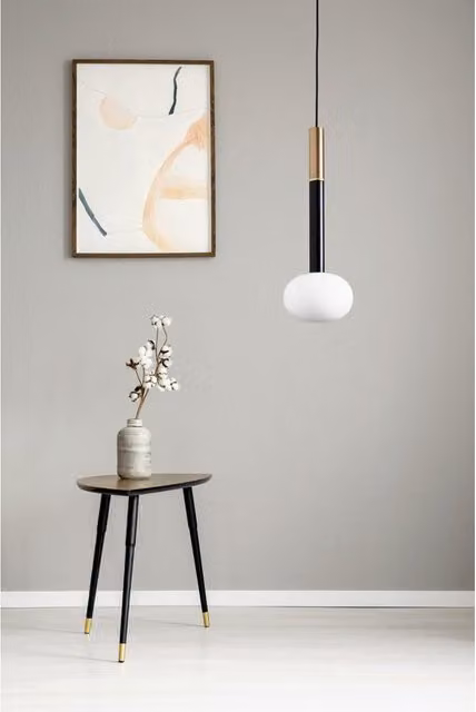 Lampadario a sospensione moderno Mose MILOOX nero con paralume bianco in vetro e metallo, attacco G9