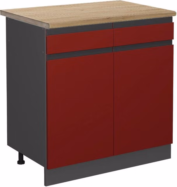 Mobiletto base per cucina R-Line Rosso/Antracite 80 cm J-Shape, PL Rovere Vicco