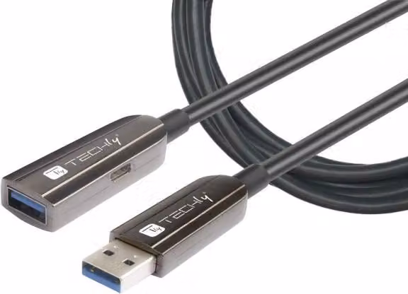 Cavo Ottico Attivo USB 3.2 SuperSpeed Active Optical Cable USB A M/F 50m Nero