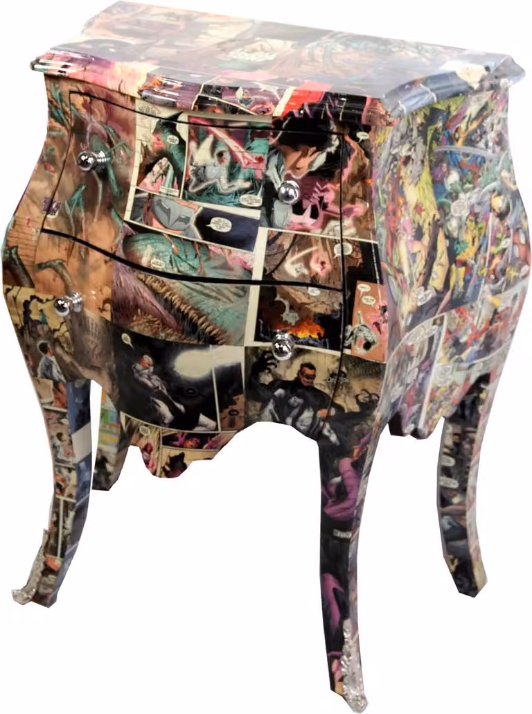 Casa Padrino Cassettone barocco Comic Design 63 cm x H 75 cm Mod3 - Pezzo unico realizzato a mano - Edizione limitata