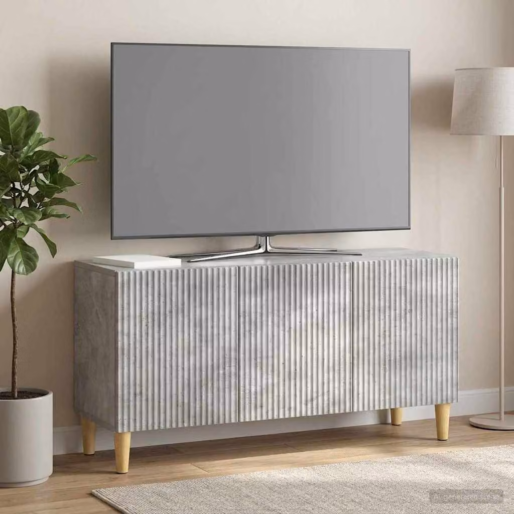 Mobile TV vidaXL in legno ingegnerizzato e MDF, Grigio Cemento, L 99 x P 34,5 x H 50 cm
