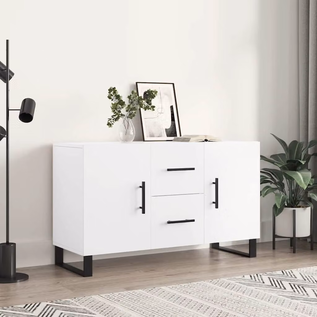 Credenza moderna vidaXL bianca in legno e metallo L: 100 cm, P: 36 cm, H: 60 cm