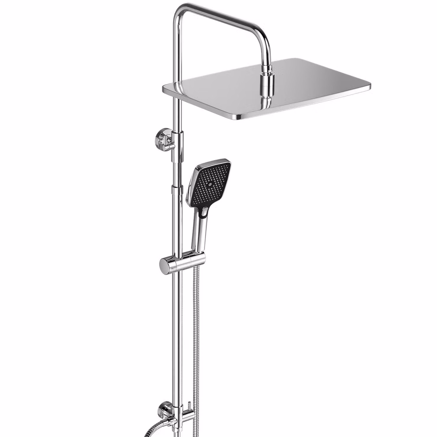Sistema doccia in acciaio inossidabile JOHO con soffione a pioggia, dimensioni 35x25 cm, finitura cromata, senza miscelatore