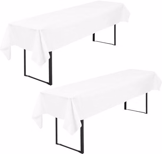 Set da 2 copritavoli bianchi da giardino 110 x 260 cm in poliestere, lavabili e resistenti, copritavoli per feste in giardino, feste di compleanno o grigliate (bianco)