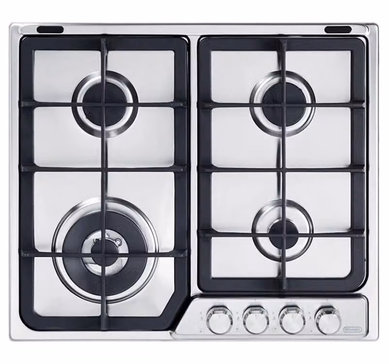 Piano cottura a gas De'Longhi Professional PFI 46 GH con 4 fuochi, griglie in ghisa, colore acciaio inox e silver, L: 60 cm – 2
