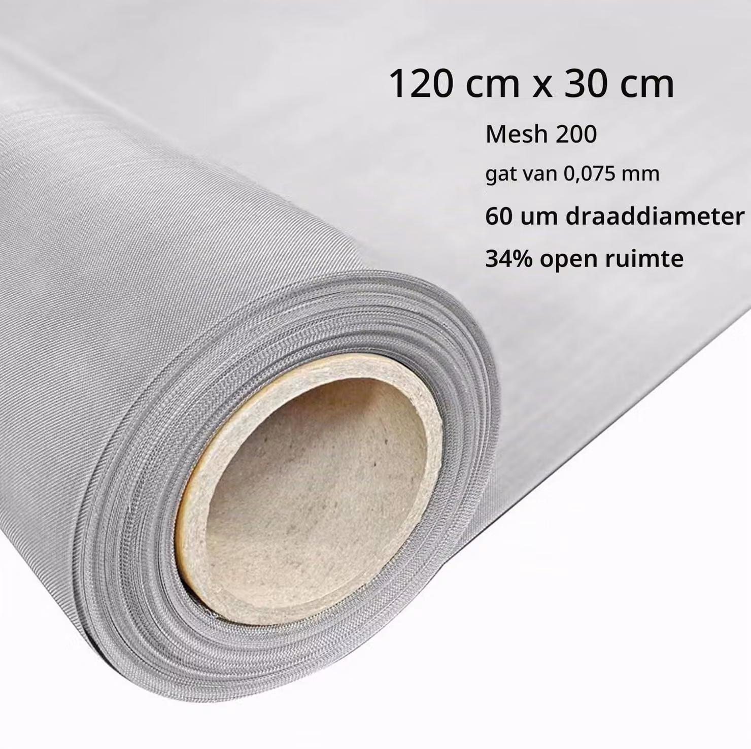Tessuto metallico in acciaio inossidabile, maglia 200, dimensioni 30x120 cm, utilizzato come filtro