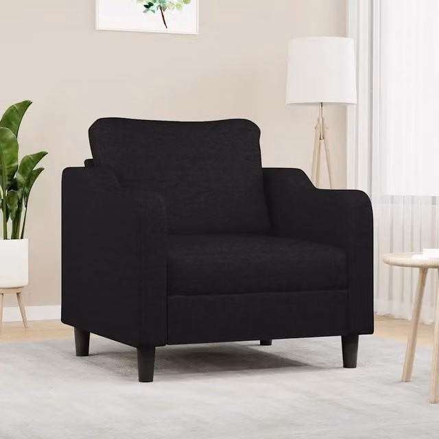 Poltrona Relax Moderna Nera con Braccioli in Tessuto e Struttura in Metallo – 1