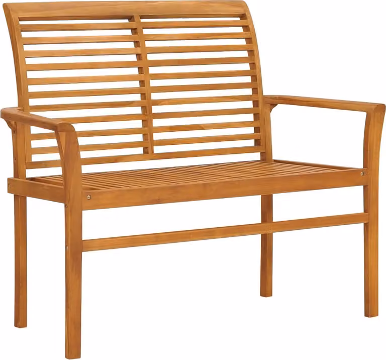 Panca da Giardino con Cuscino Crema 112 cm in Legno di Teak