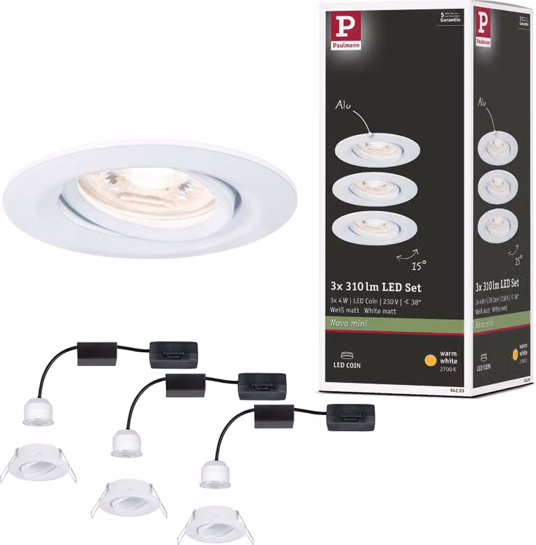 Paulmann Luce da incasso LED Nova Mini set base orientabile