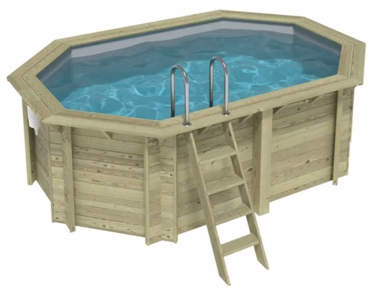 Piscina in legno NEMO 4.3 x 3 - H.1.31 m, grigio, con supporti da cementare