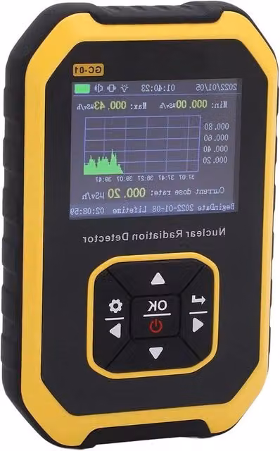 Rilevatore di radiazioni nucleari portatile con schermo LCD e monitoraggio in tempo reale per beta e gamma, ricaricabile, colore nero