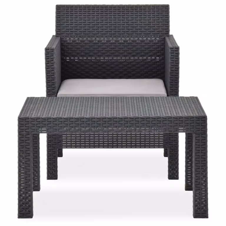 Set Divano da Giardino 2 pz con Cuscino in Rattan PP Antracite