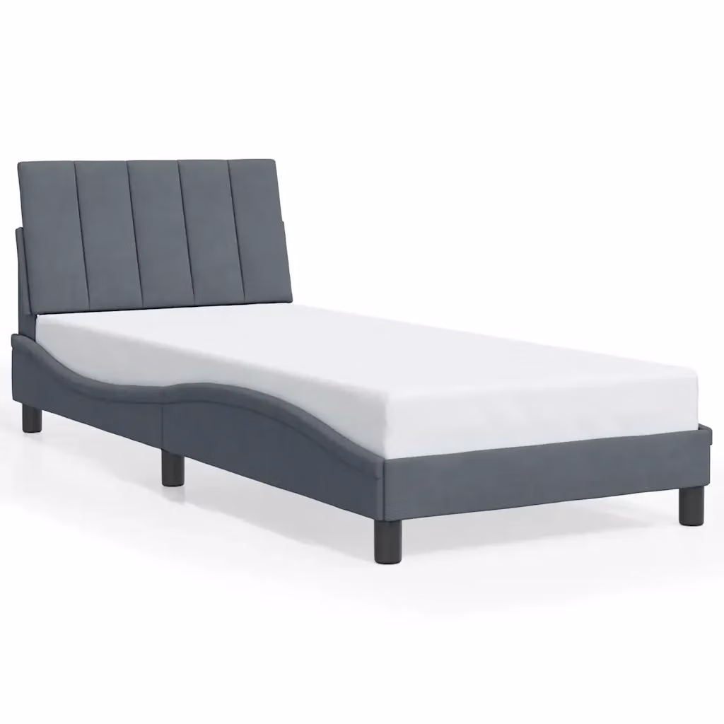 vidaXL Giroletto Hanko senza Materasso in Velluto Grigio L/P/H: 80 x 200 cm – 2