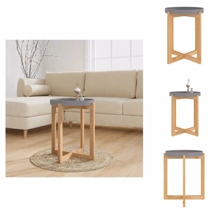 vidaXL Tavolino grigio 41x41x48,5 cm materiale a base di legno e legno di pino massiccio - Tavolini da caffè