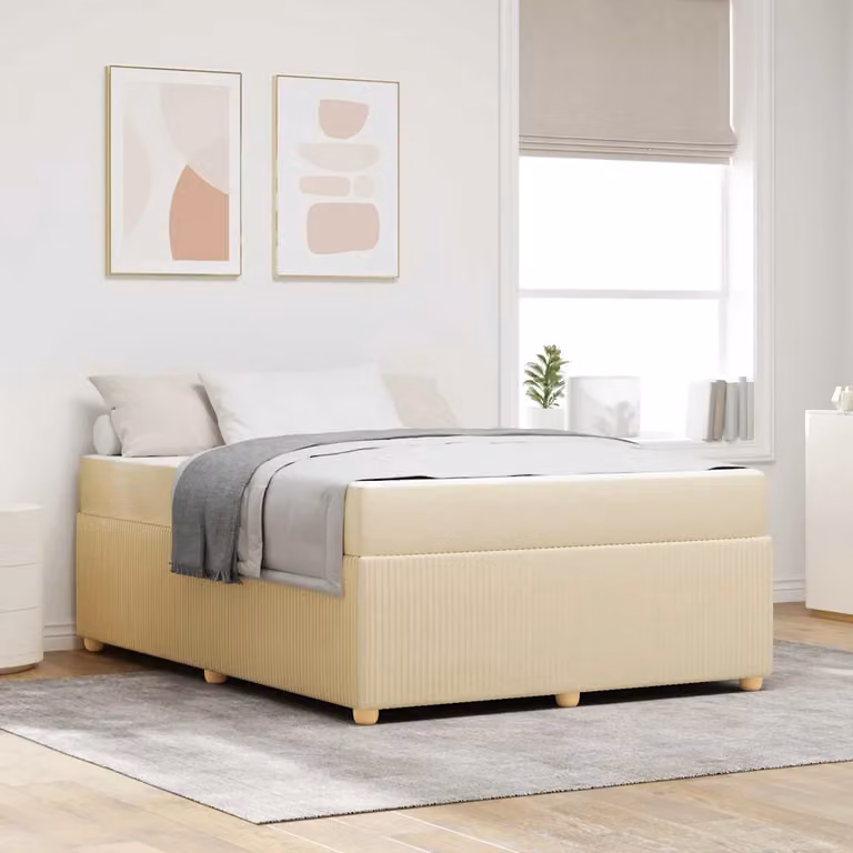 Struttura del letto imbottita vidaXL in tessuto beige L 140 x P 200 cm