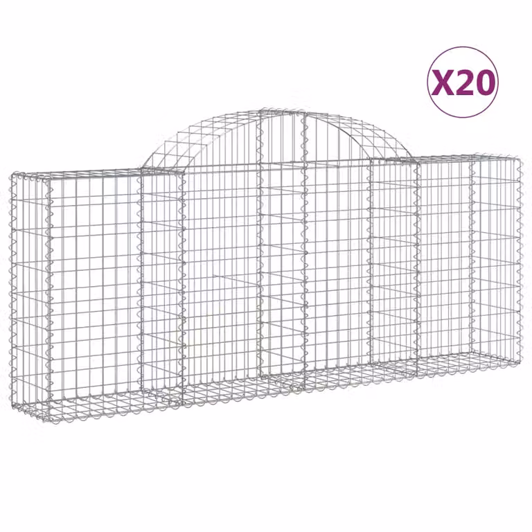 Cesti Gabbioni ad Arco 20 pz 200x30x80/100 cm Ferro Zincato