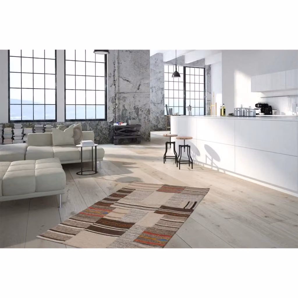 Tappeto Kilim Moderno Kendra Home in Lana e Cotone Multicolore con Design Patchwork – 2