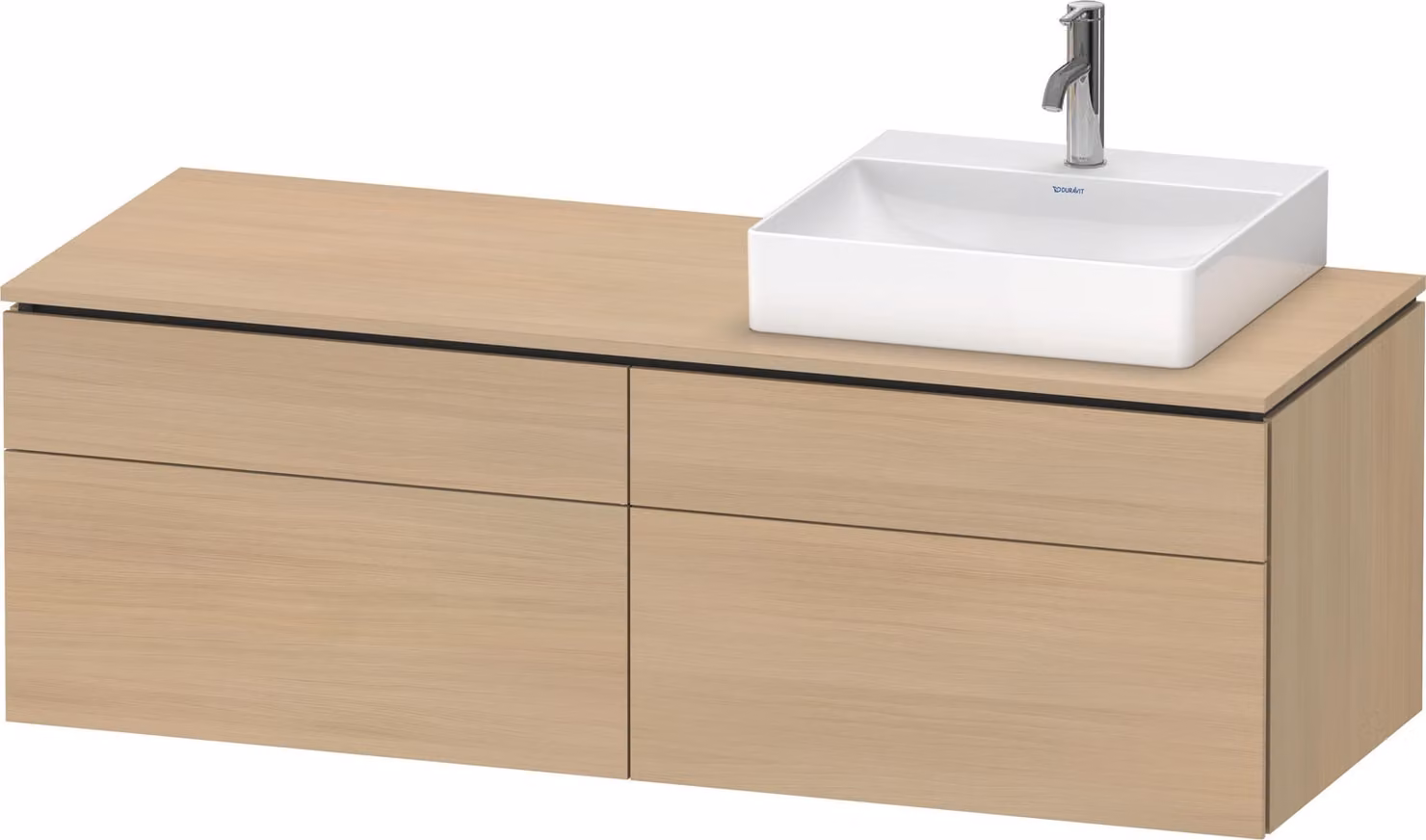 Duravit L-Cube Meuble sous-lavabo en console suspendu, avec plan de toilette en console, 4 tiroirs, vasque à droite, 1420x482x550mm, LC4870R71710000, LC4870R71710000