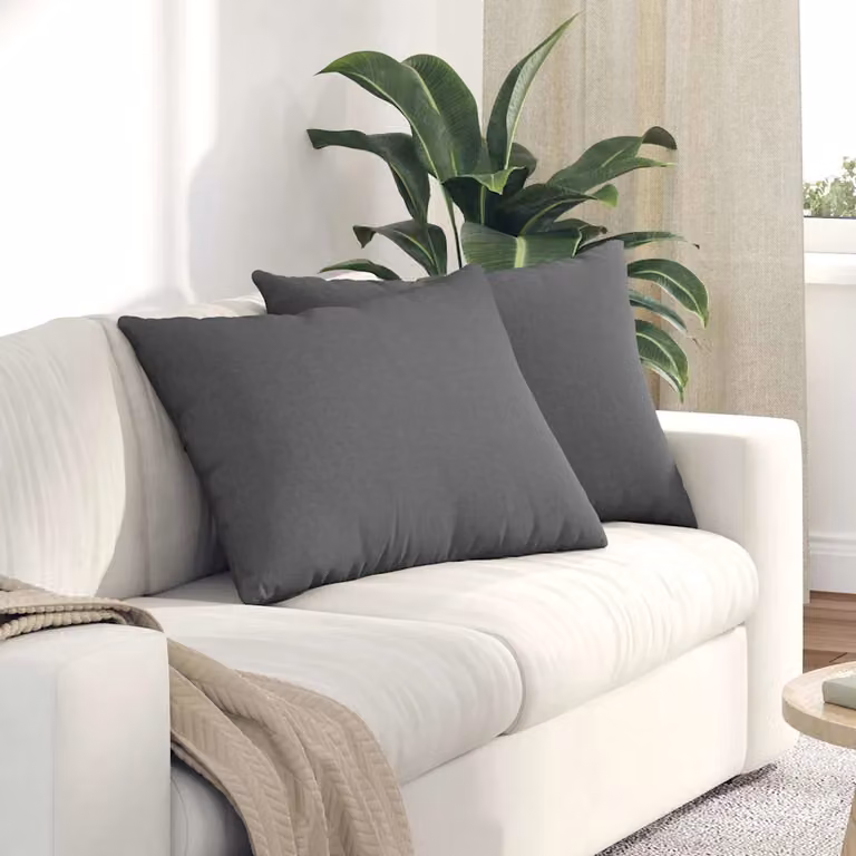Set di 2 cuscini da divano vidaXL in tessuto grigio con fodera rimovibile, L 70 cm x P 50 cm