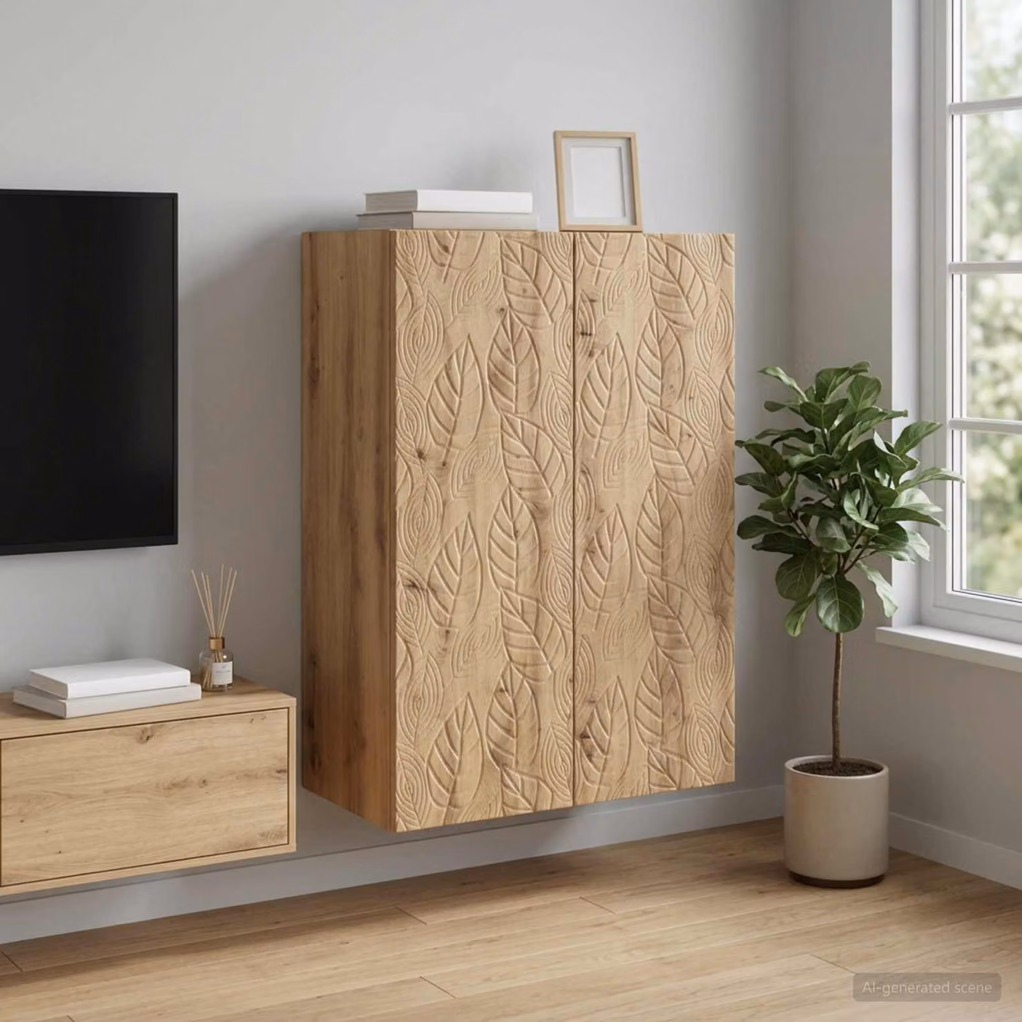 vidaXL Mobiletto a muro moderno in legno marrone con ante a battente e ripiani interni L: 66 cm, P: 34,5 cm, H: 90 cm
