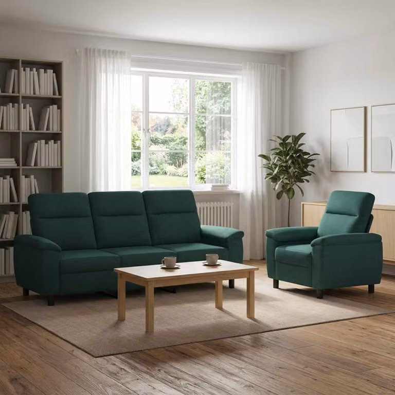 Set di 2 divani moderni vidaXL in tessuto verde scuro con struttura in metallo per il tuo soggiorno