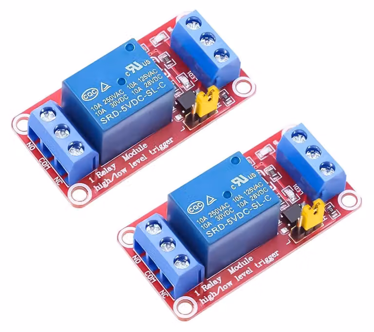 2 moduli relè da 5V, 1 canale, con scheda di accoppiamento ottico