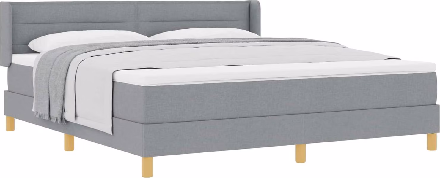 Letto a molle con materasso Grigio chiaro 200 x 180 cm Tessuto