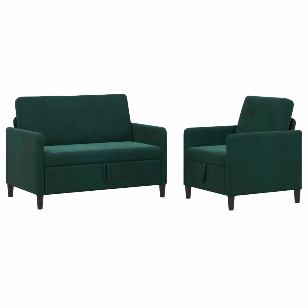 Set di 2 divani moderni vidaXL con contenitore e seduta apribile in tessuto verde e nero per il tuo soggiorno – 2
