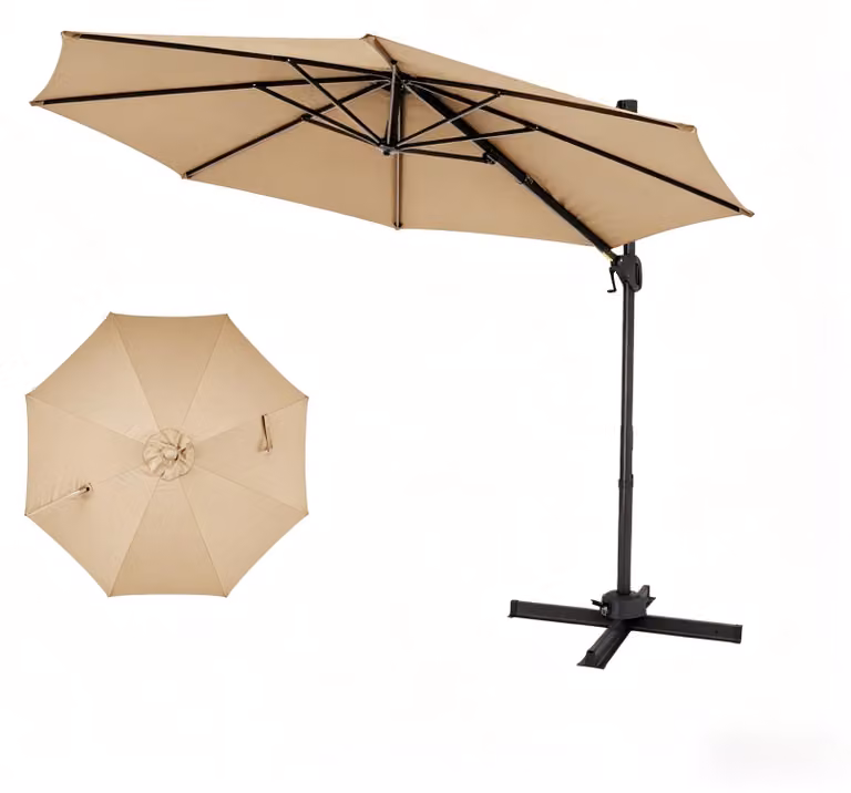 KOMFOTTEU, ombrellone per esterni a forma ottagonale, 3x3 metri, ideale per giardino, resistente ai raggi UV e al vento, rotazione a 360°, regolabile in 6 posizioni, perfetto per terrazza, balcone e piscina