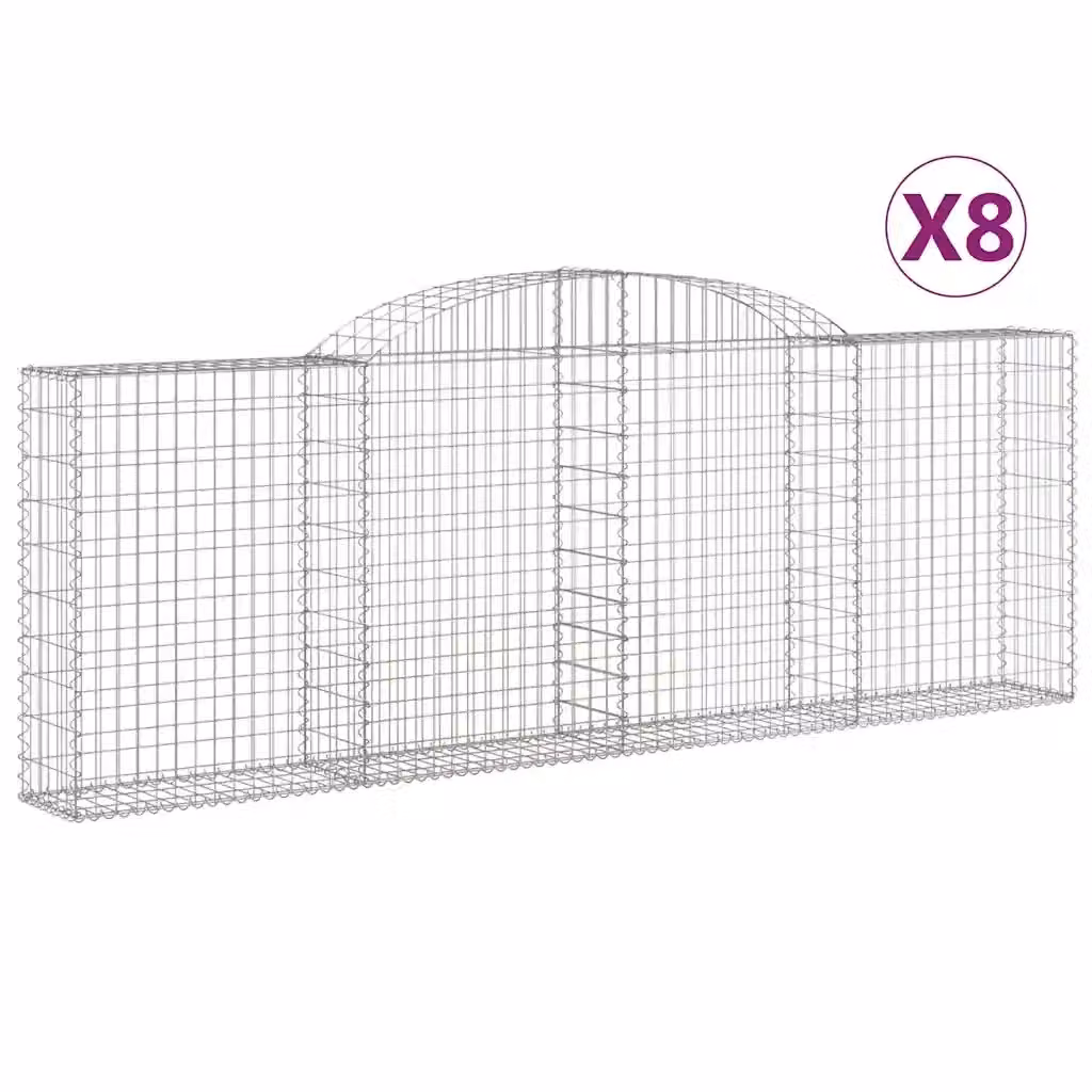 Set di 8 Cesti Gabbioni ad Arco Videx in Acciaio Zincato Argento L: 300 cm, P: 30 cm, H: 100-120 cm – 2