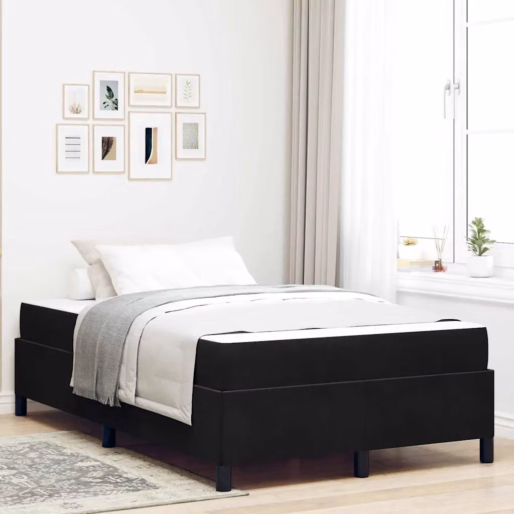 Struttura letto imbottita vidaXL in tessuto nero con legno e metallo L: 120 cm, P: 200 cm – 1