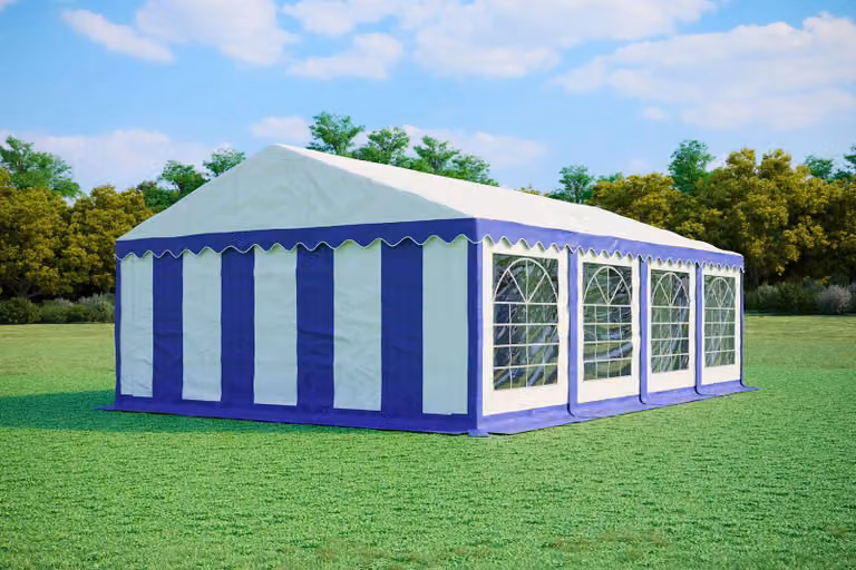 Tenda per feste 5x8 metri, PVC PREMIUM, 500 g/m² - Blu e bianca + OMAGGIO