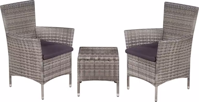 Maison Exclusive - Set da bistrot completo, composto da 3 pezzi, in rattan sintetico grigio
