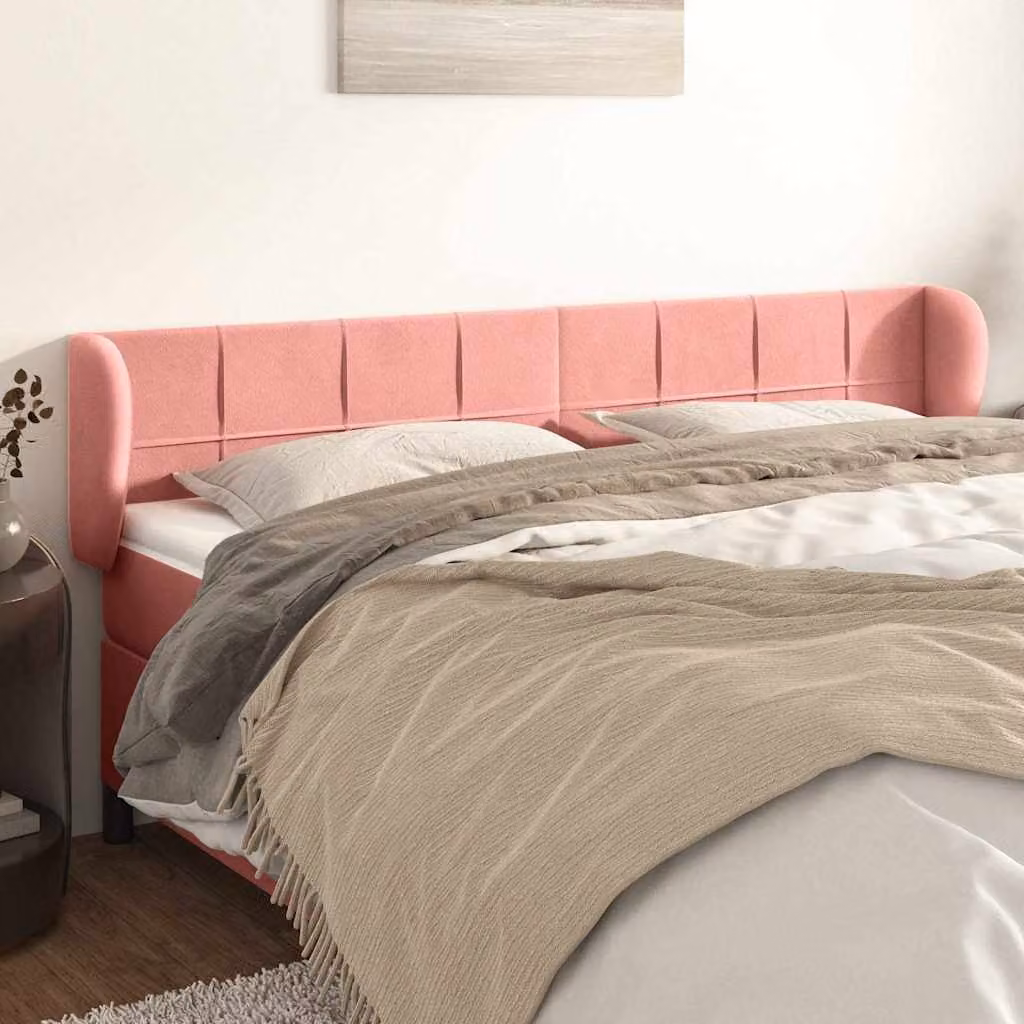 Testiera ad orecchio vidaXL in velluto rosa L: 183 cm, P: 23 cm, H: 78-88 cm