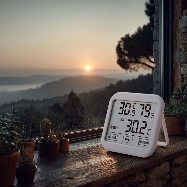 Stazione meteo con sonda esterna da 1,5 m Termometro Igrometro Lunghezza cavo 1,5 m, batteria 2xAA