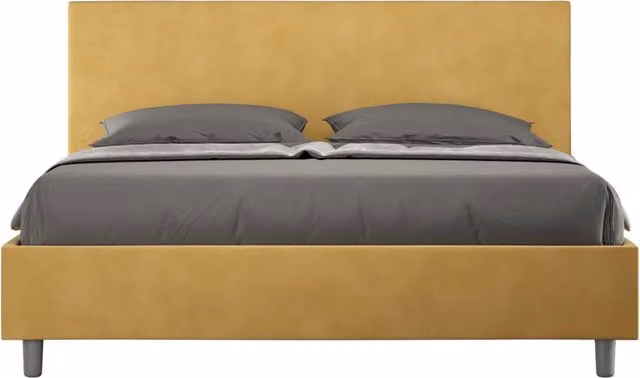 BS COM Letto matrimoniale king size senza rete imbottito 170x210 microfibra ocra