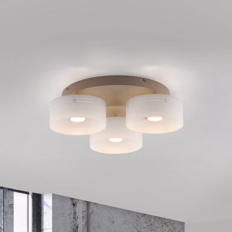 Paul Neuhaus Plafoniera soffitto Marika, dimmerabile, Crema / Ambra, Soggiorno / Sala da pranzo, Vetro, Moderno, Plafoniera