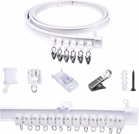 Supporto flessibile bianco per asta per tende, 2 m