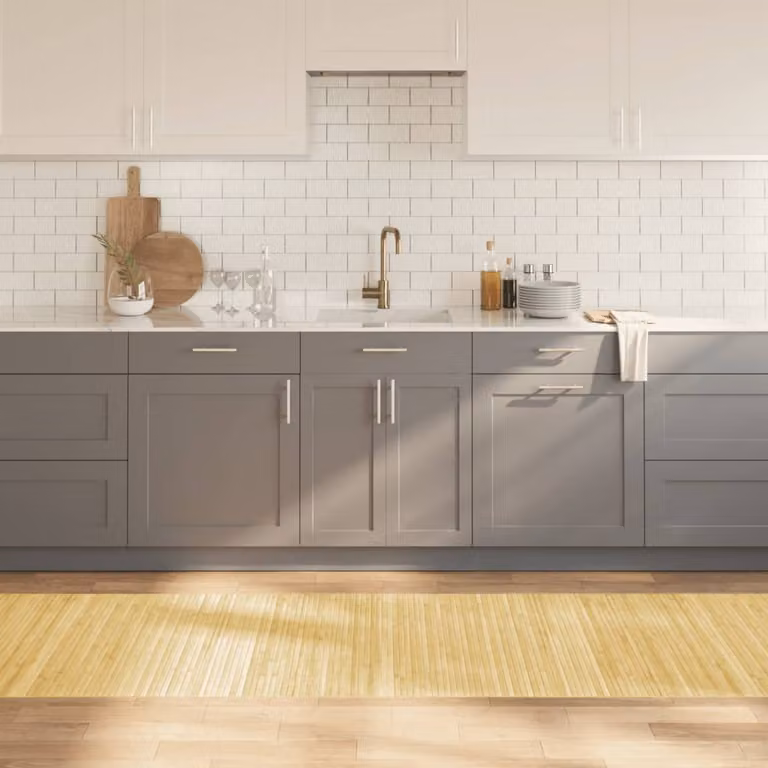 Tappeto rettangolare moderno vidaXL in bambù e polipropilene, colore beige, L: 80 cm, P: 300 cm