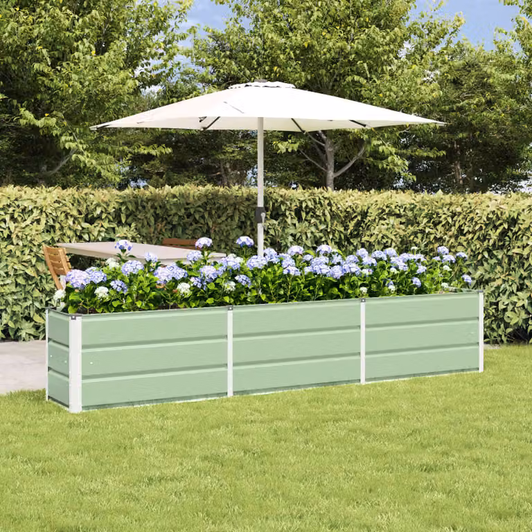 Fioriera verde vidaXL in acciaio e plastica per giardino e piante da interno L 240 cm x P 40 cm x H 45 cm