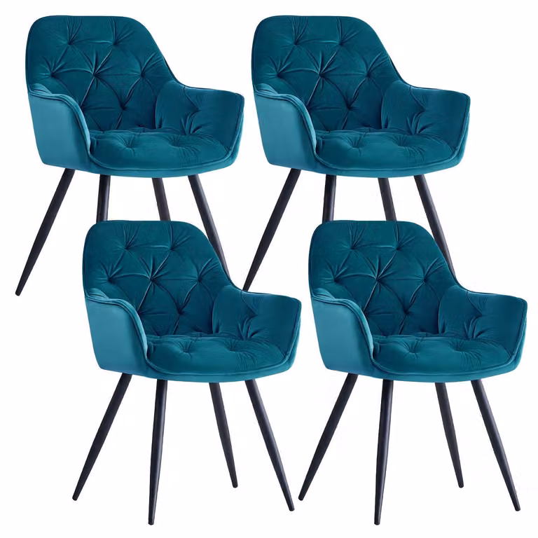 Eleganti sedie da pranzo con rivestimento in velluto morbido e gambe in metallo robusto – comfort ergonomico per sedersi