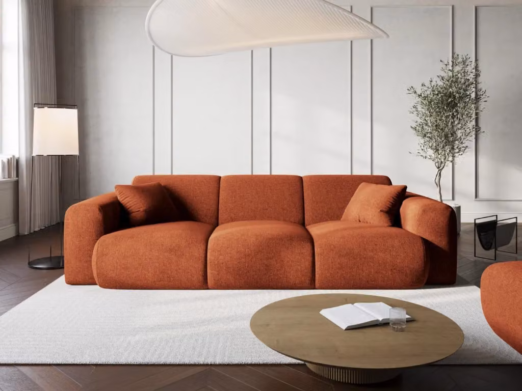 Divano 3 posti Nolio Cosmopolitan Design in ciniglia color arancione terracotta L: 235 cm, P: 72 cm, H: 84,5 cm – 2