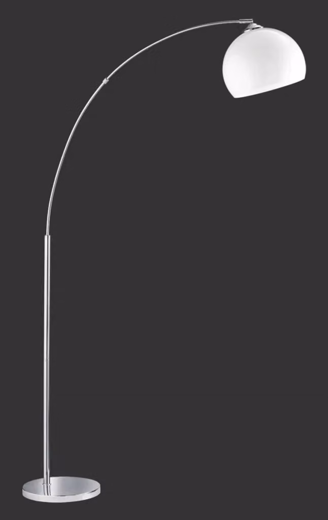 Lampada da terra ad arco Brasilia di Reality Leuchten, colore argento e bianco, con attacco E27, Altezza: 180 cm – 2